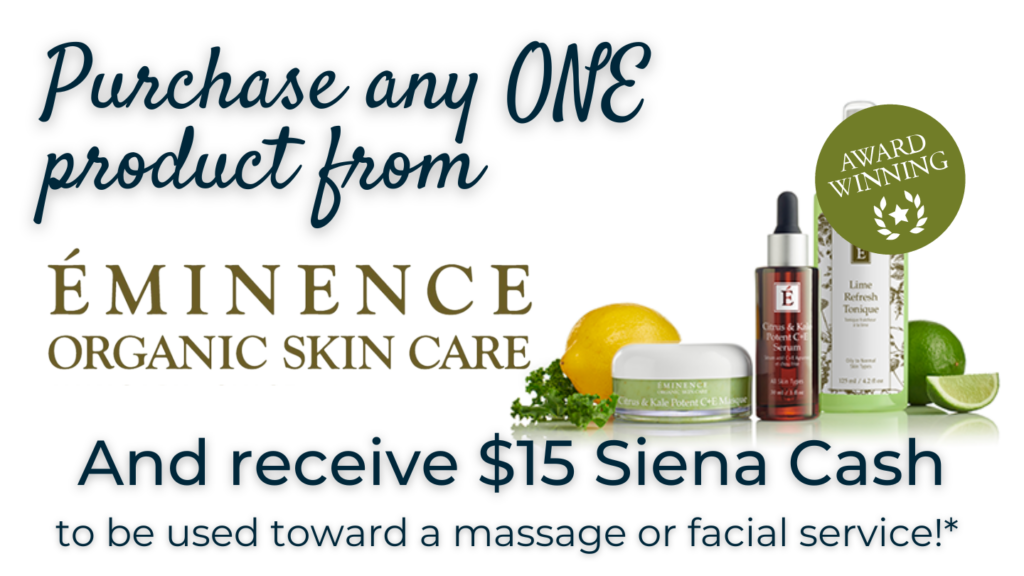 Siena massage Eminence organics special offer